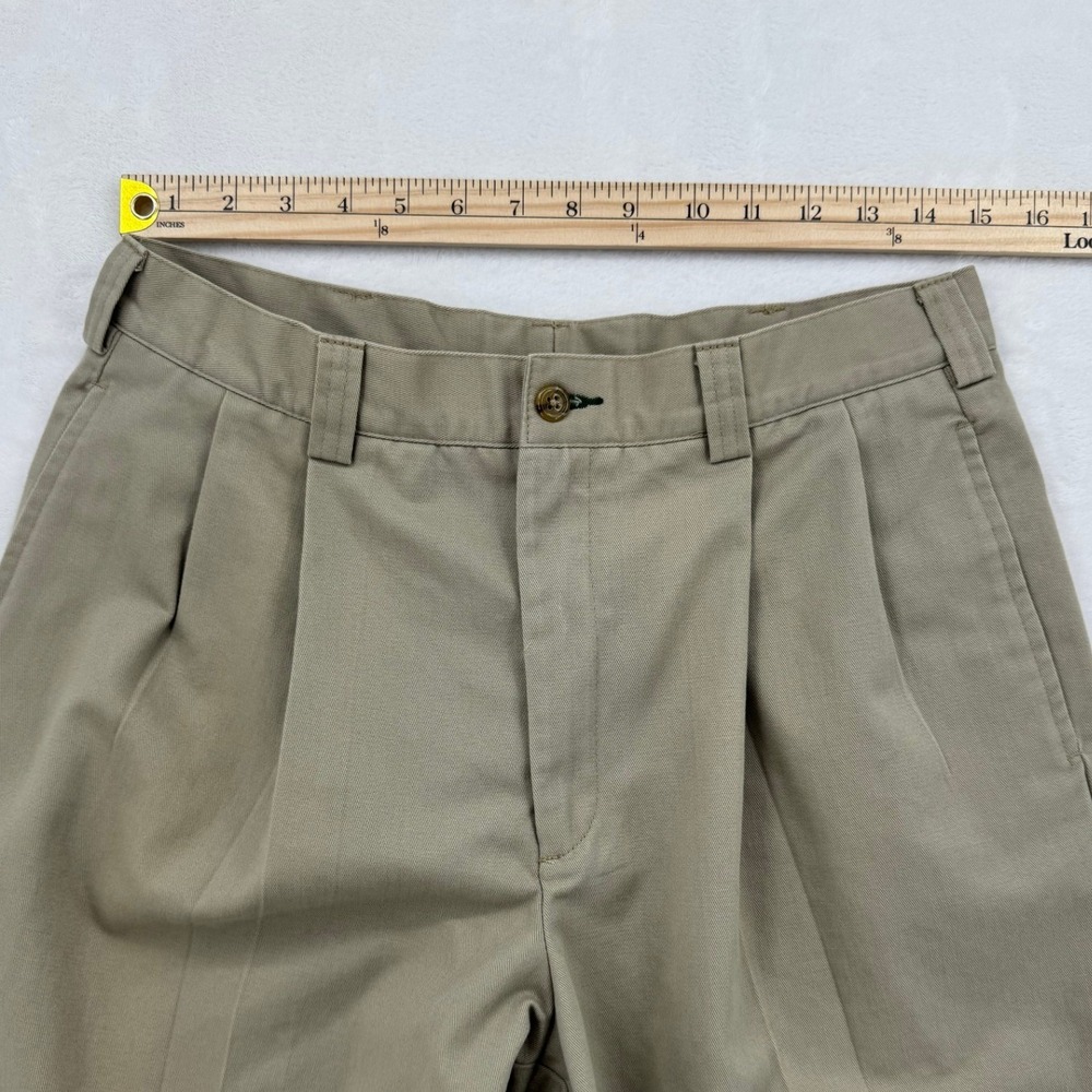Mens Vintage Tommy Hilfiger Pleated Chino Pants Khaki Tan Straight Leg 32X34 - Picture 4 of 8